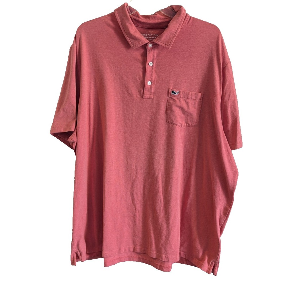 Vineyard Vines Edgartown Short Sleeve Polo Shirt Men's‎ 2XL Pink Golf Preppy